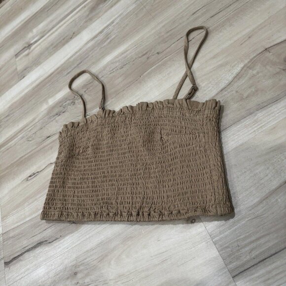 womens abercrombie and fitch Croptop Brown Tan Large L Scrunch - Picture 2 of 6